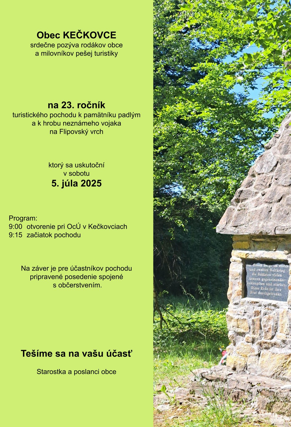 POZVÁNKA na 23. ročník turistického pochodu